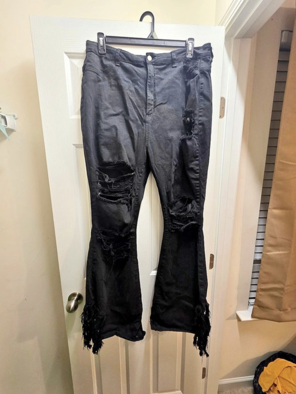 Fashion Nova Black Distressed Flare Jeans